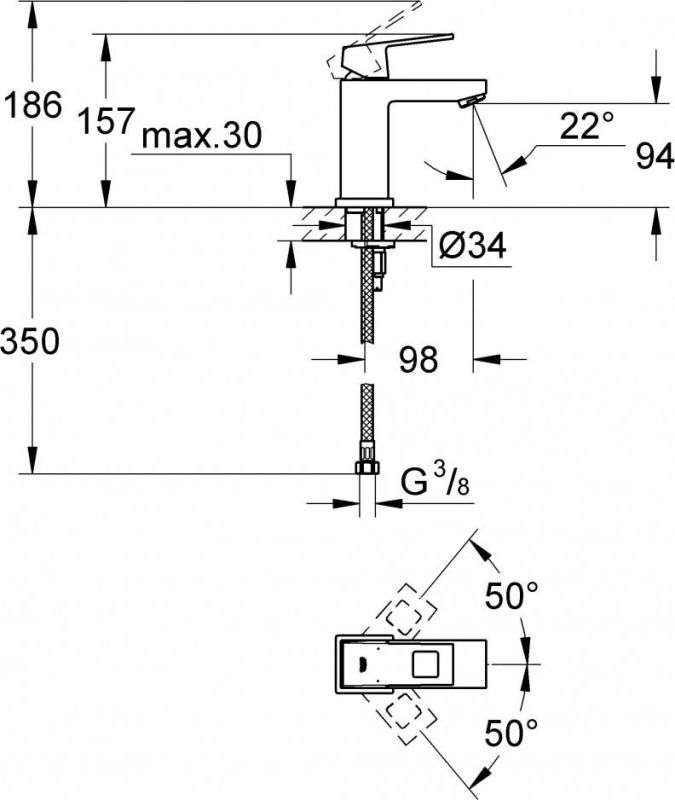 Смеситель Grohe Eurocube 2313200E для раковины