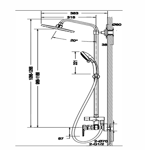 Душевая стойка Bravat Source F9173218CP-A-ENG, хром