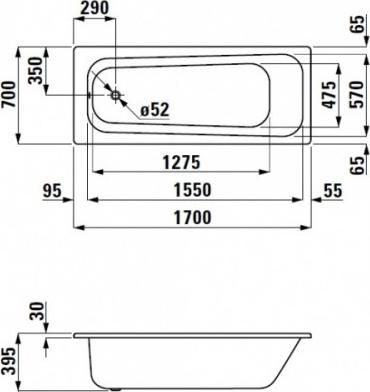 Стальная ванна Laufen Pro 170х70 2.2495.0.000.040.1