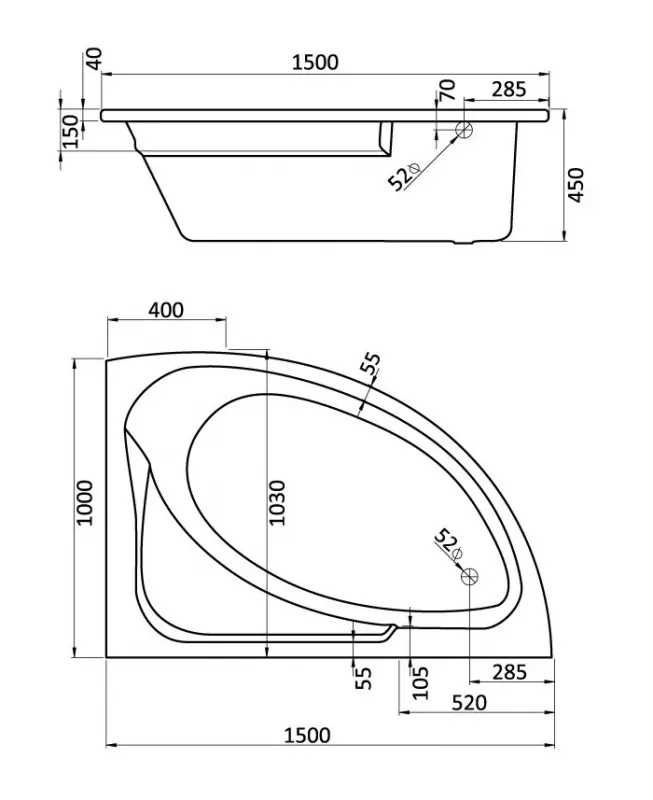 Акриловая ванна Santek Эдера 150х100 1.WH11.2.033 белый