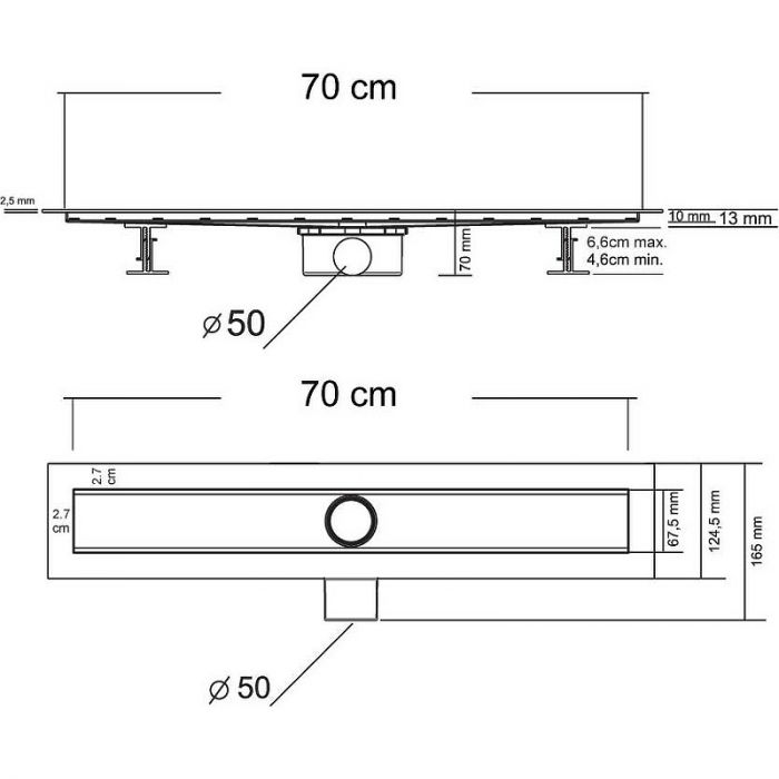 Душевой лоток Vincea Say Optima SAY.601.70.P.BLOK 70 см, хром