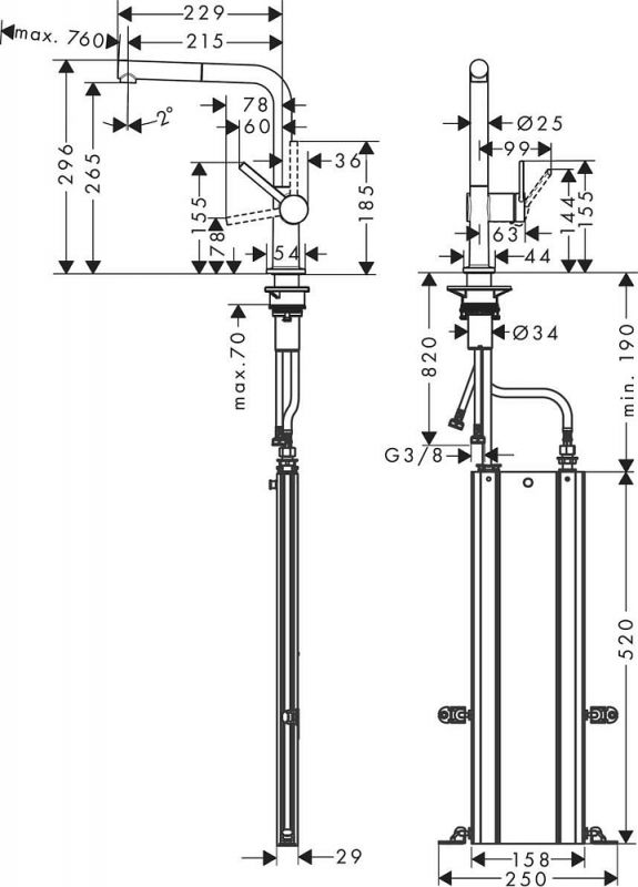 Смеситель для кухни Hansgrohe Talis M54 72809800, сталь
