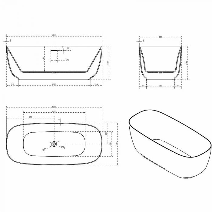 Акриловая ванна Vincea 170x75 VBT-631 без гидромассажа