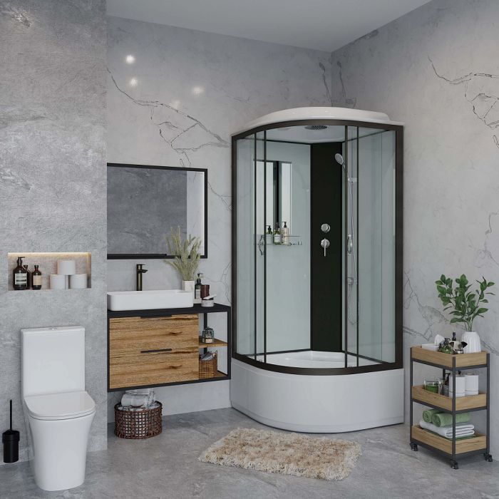 Душевая кабина Niagara Classic 67071414 NG-6707-14 80x80x215, стекло прозрачное, профиль черный