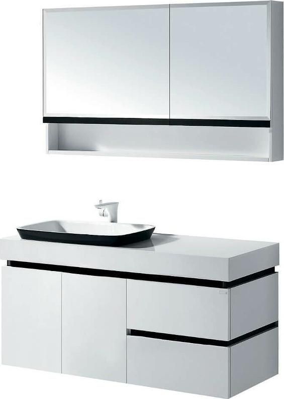Тумба с раковиной Orans BC-6019-1200L 120 601912L левая, белый/черный