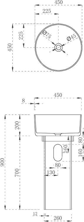 Раковина напольная Abber Kristall AT2702Onyx-H, черный