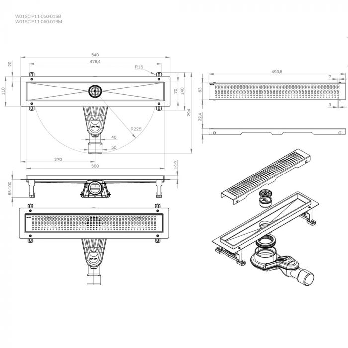 Душевой трап AM.PM MasterFlow 50 W01SC-P11-050-01SB хром