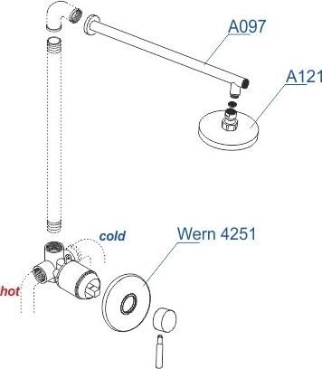 Встраиваемый комплект для душа WasserKRAFT Wern A12497, матовый хром