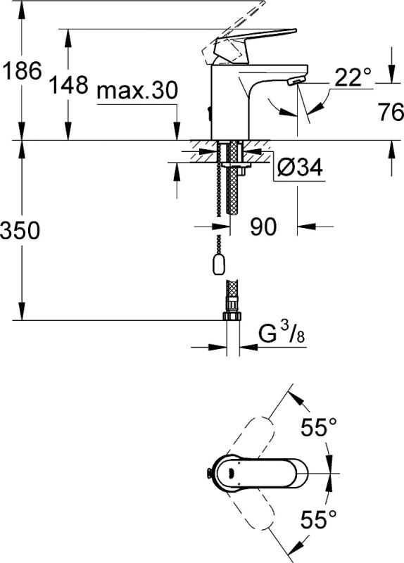 Смеситель Grohe Eurosmart Cosmopolitan 3282700E для раковины