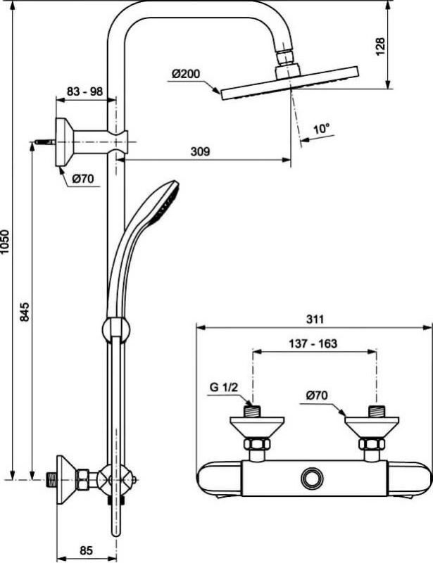 Душевая стойка Ideal Standard IdealRain Eco A6421AA, хром