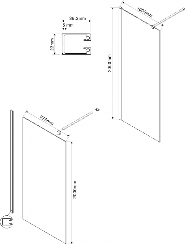 Душевая перегородка Vincea Walk-in VSG-1W100CL 100 см, стекло прозрачное