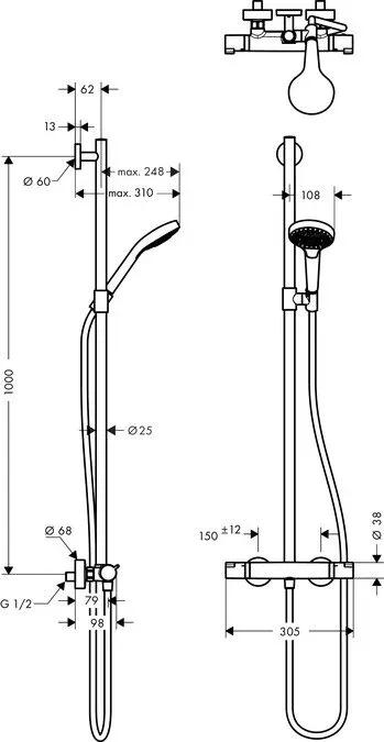 Душевая система Hansgrohe Croma Select S 27247400 хром