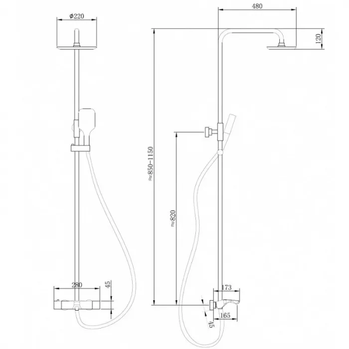 Душевая система Abber Thermostat AF8516B черный