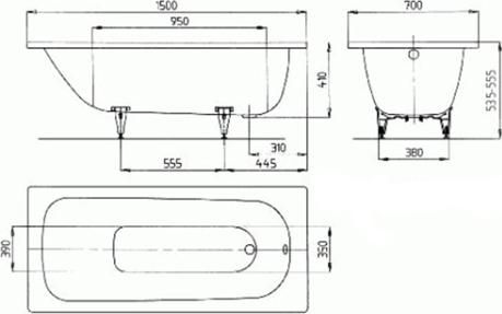 Стальная ванна Kaldewei Advantage 150x70 mod. 361-1 111600013001
