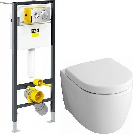 Комплект подвесного унитаза Geberit iCon 204060000 с крышкой-сиденьем Geberit iCon 574130000 и инсталляцией Viega Prevista Dry 792855