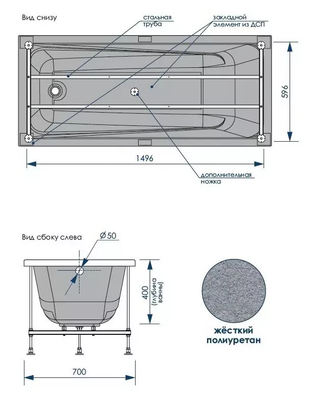 Акриловая ванна Loranto Calgary 160х70 CS00063078 белый