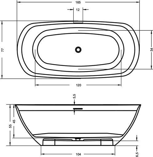 Ванна из искусственного камня Riho Oval 165x77 B129001105