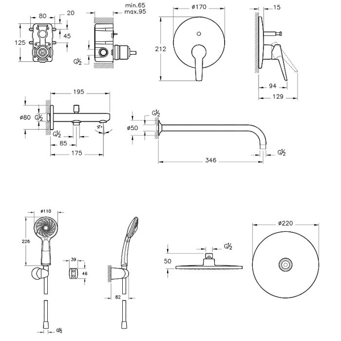 Душевая система VitrA Solid S A49287EXP хром
