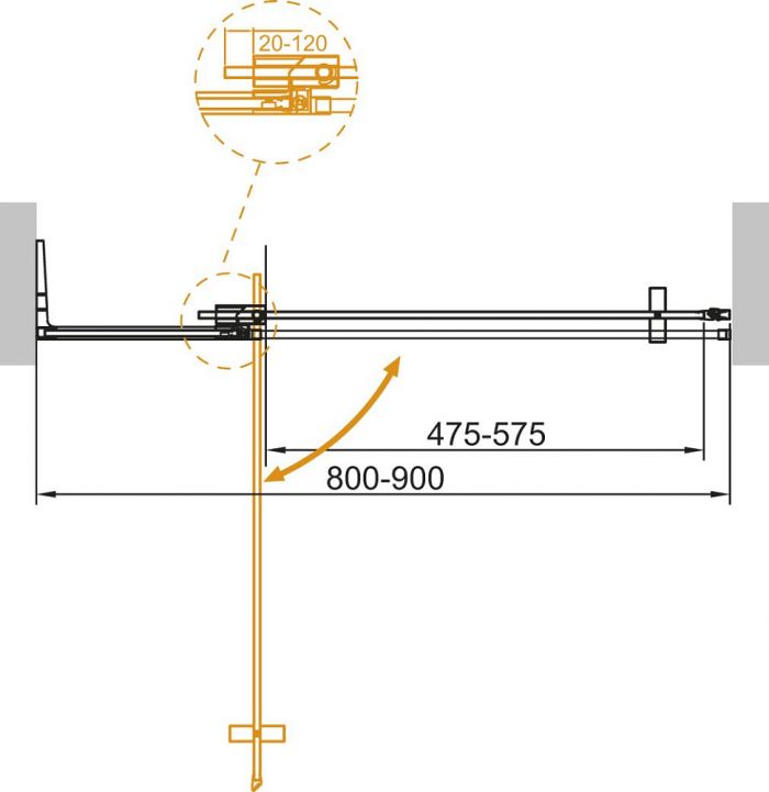Душевая дверь в нишу Cezares SLIDER-B-1-80/90-C-Cr стекло прозрачное