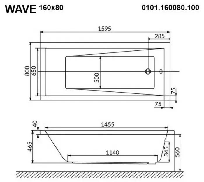 Акриловая ванна Whitecross Wave 160х80 0101.160080.100.SMARTNANO.CR хром, белый