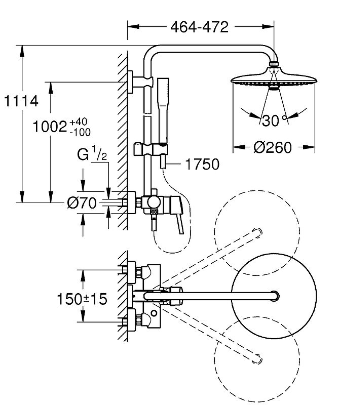 Душевая система Grohe Euphoria System 260 23061003, хром