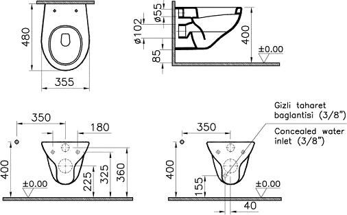 Комплект VitrA Arkitekt 9005B003-7211 кнопка хром
