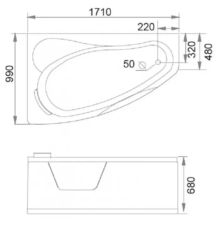 Акриловая ванна Gemy 171х99 G9046 II O L белый