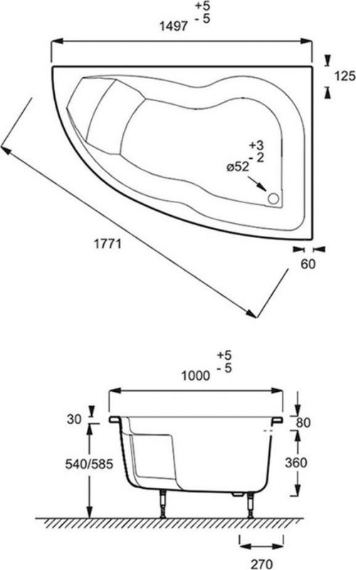 Акриловая ванна Jacob Delafon Micromega 150х100 E5BC1160-M-00 с системой plus