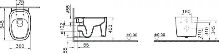 Подвесной безободковый унитаз Vitra Plural Rim-Ex 7830B483-0075, черный матовый