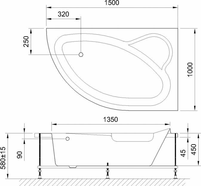Акриловая ванна Royal Bath Alpine Standart 150х100 см RB819100ST-R с гидромассажем