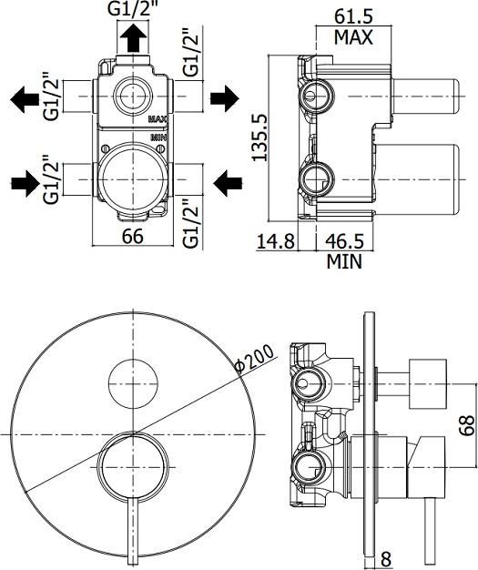 Смеситель Paffoni Light LIG019NO для душа